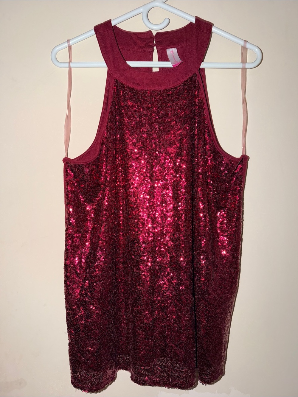No Boundaries Girls' Burgundy Sequin Tank Dress